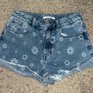 Pacsun Blue Flower Denim Shorts